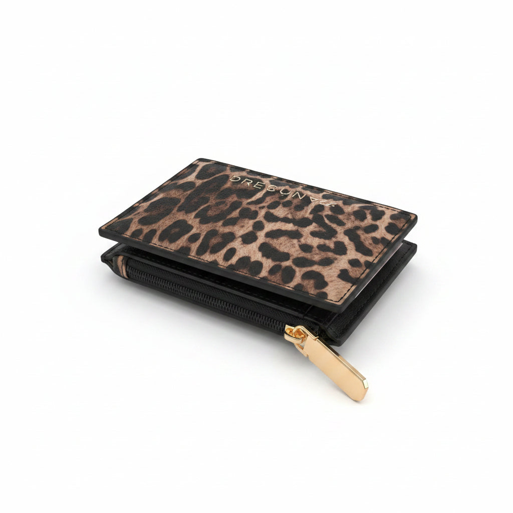 Portafoglio Pregunta in Pelle Leopardato Animalier – 11,5 x 9,5 x 2,5 cm