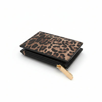 Portafoglio Pregunta in Pelle Leopardato Animalier – 11,5 x 9,5 x 2,5 cm