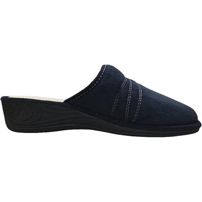 Cinzia Soft Pantofole Donna in Velour, Blu Navy, con Sottopiede in Vera Pelle, 95011