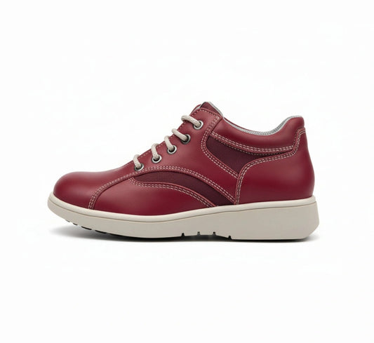 Scarpe Bambini Walk Safari Rosso Bordeaux Vera Pelle Tela