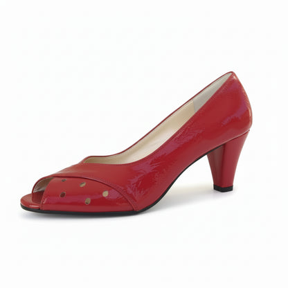 Scarpe spuntate Cinzia Valle, Rosso, Vera Pelle Naplak in vernice, Open Toe
