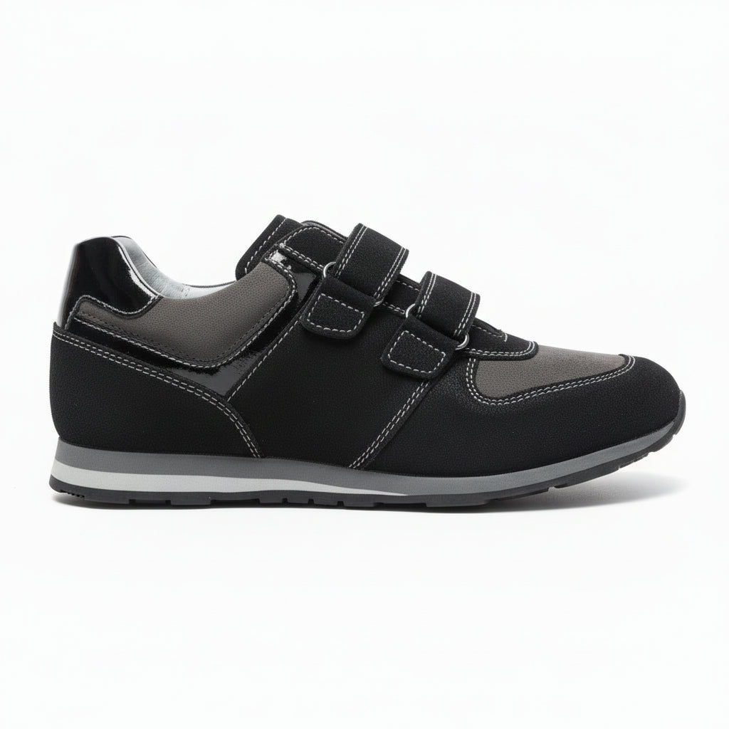 Sneakers Nero Giardini Junior Bambini Vera Pelle, chiusuea a strappo, Nero e Grigio, 35 EU