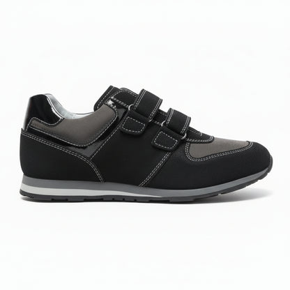 Sneakers Nero Giardini Junior Bambini Vera Pelle, chiusuea a strappo, Nero e Grigio, 35 EU