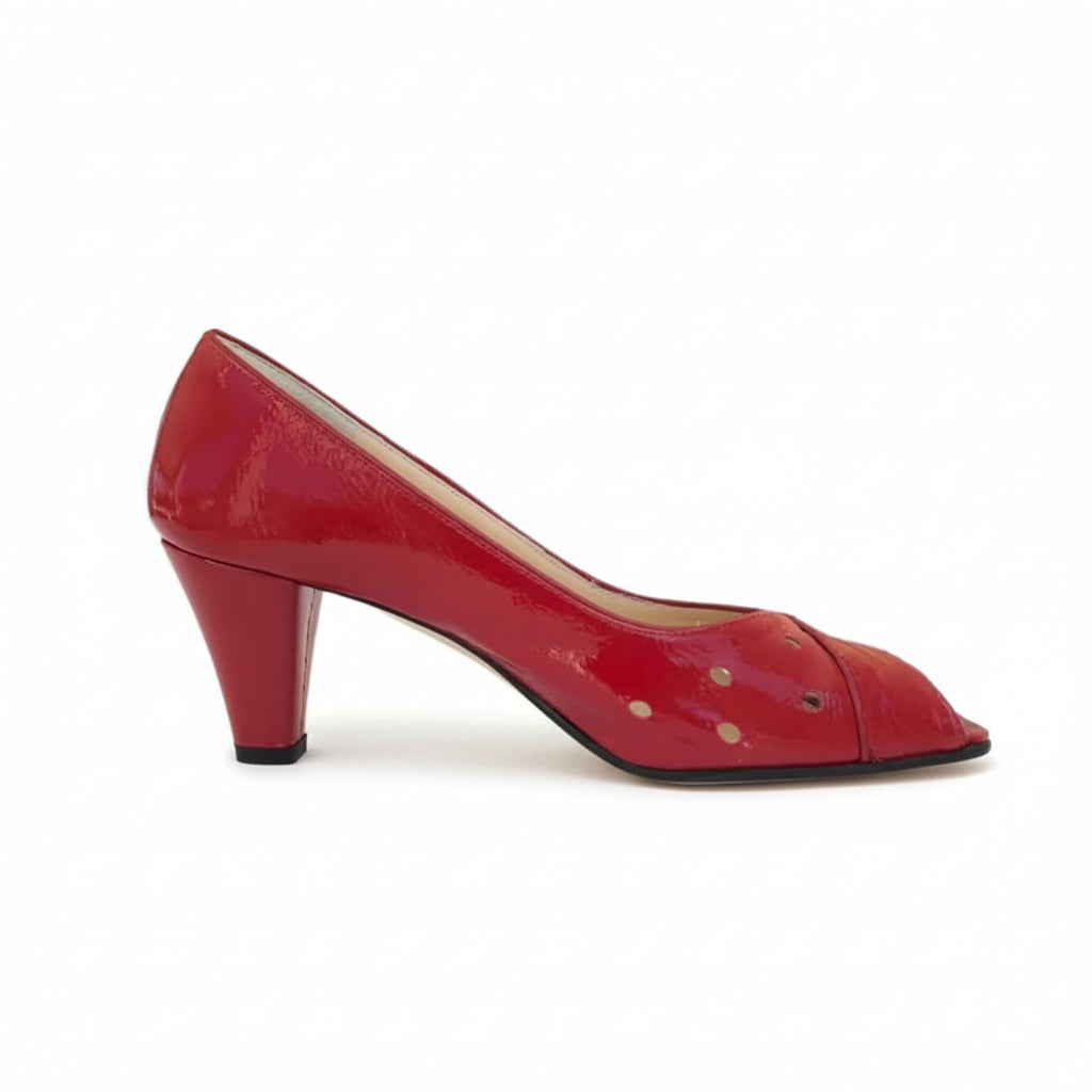 Scarpe spuntate Cinzia Valle, Rosso, Vera Pelle Naplak in vernice, Open Toe
