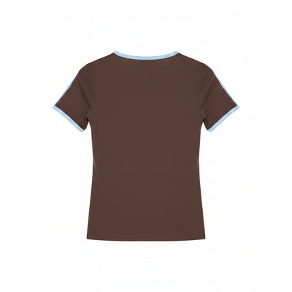 T-shirt Donna Kappa Marrone, Dettagli Celeste, Taglia S