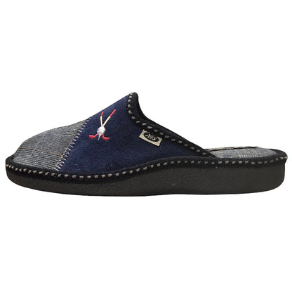 NIS Air On-Feet Pantofole Unisex in Velour Caldo, Blu e Grigio