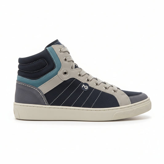 Sneakers Ragazzino, Nero Giardini, A433350M, Vera Pelle, Velour, Grigio, Blu, Fumo