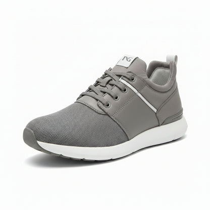 Sneakers Uomo Nero Giardini Grigio e Bianco Vera Pelle e Tessuto Mesh Elasticizzate con Lacci