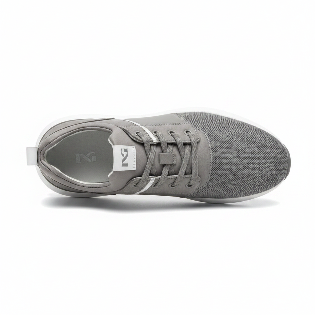 Sneakers Uomo Nero Giardini Grigio e Bianco Vera Pelle e Tessuto Mesh Elasticizzate con Lacci