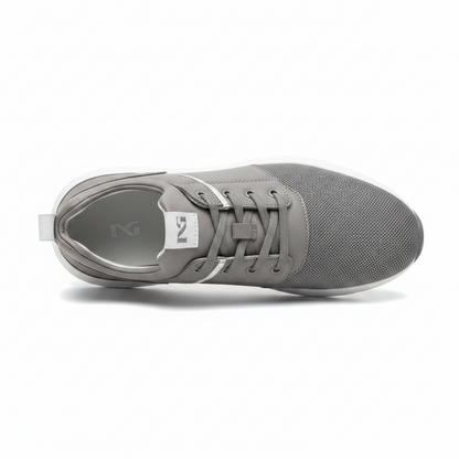 Sneakers Uomo Nero Giardini Grigio e Bianco Vera Pelle e Tessuto Mesh Elasticizzate con Lacci