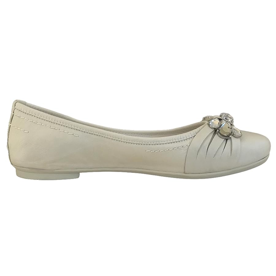 Ballerine NeroGiardini P207072D Vera Pelle, Bianco Beige Ghana Safari con Cristalli Argento