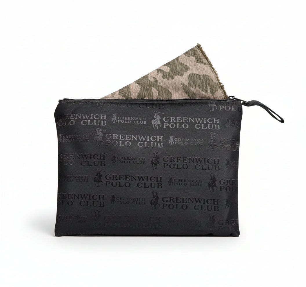Sciarpa Greenwich Polo Club stampa mimetica Verde Militare, con custodia pochette