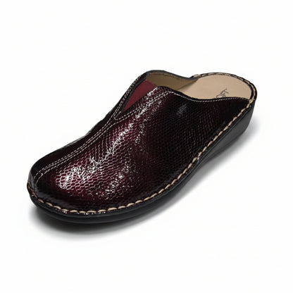 Pantofole Cinzia Soft Donna Vera Pelle Bordeaux Stampa Cocco Lucida, IM2011SD