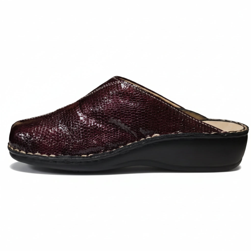 Pantofole Cinzia Soft Donna Vera Pelle Bordeaux Stampa Cocco Lucida, IM2011SD