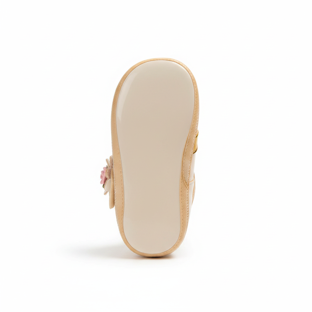 Ballerine Bambina Tessuto Vernice Bianco Panna, Beige, Fiori, 19