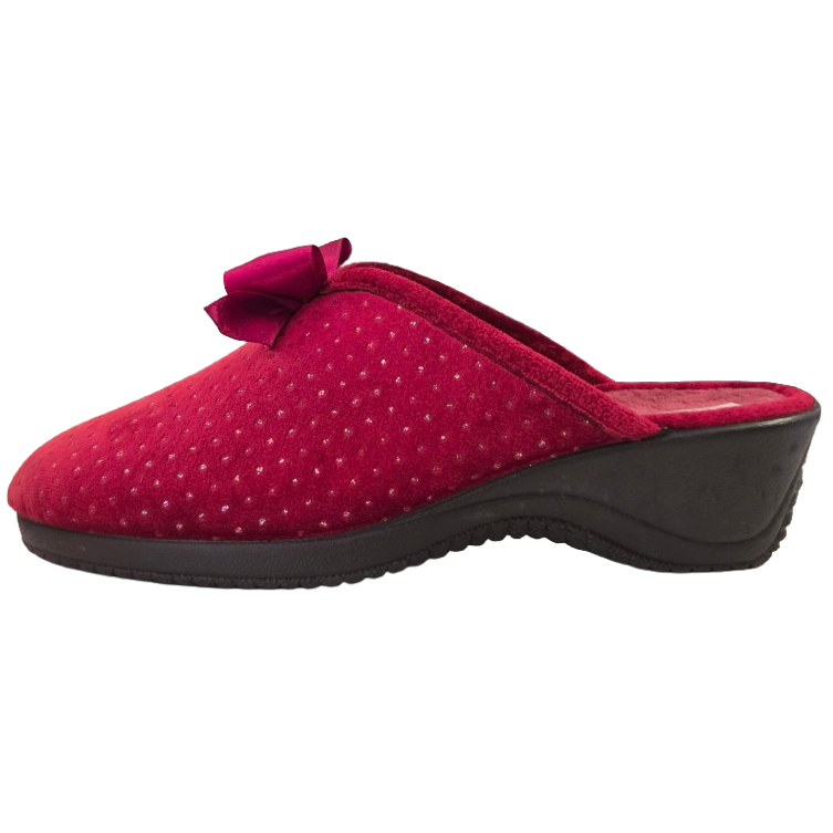 Cinzia Soft IEB152851, Ciabatte Pantofole Donna in Velour Bordeaux con Fiocco e Punti Luce, Comfort