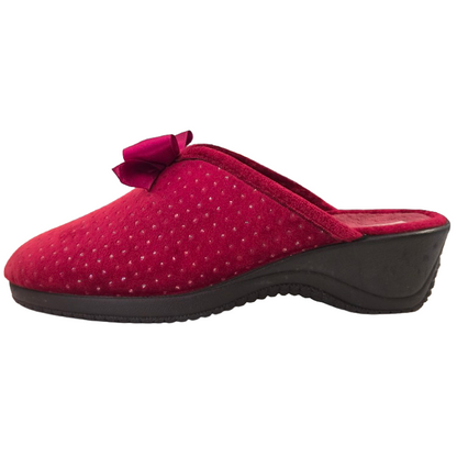 Cinzia Soft IEB152851, Ciabatte Pantofole Donna in Velour Bordeaux con Fiocco e Punti Luce, Comfort