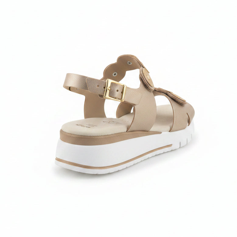 Sandali Donna Cinzia Soft Vera Pelle Platino con Doppio Strap, Fibbia e Platform – Numero 41