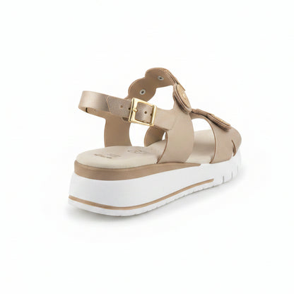 Sandali Donna Cinzia Soft Vera Pelle Platino con Doppio Strap, Fibbia e Platform – Numero 41