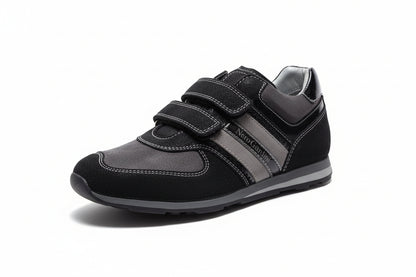 Sneakers Nero Giardini Junior Bambini Vera Pelle, chiusuea a strappo, Nero e Grigio, 35 EU