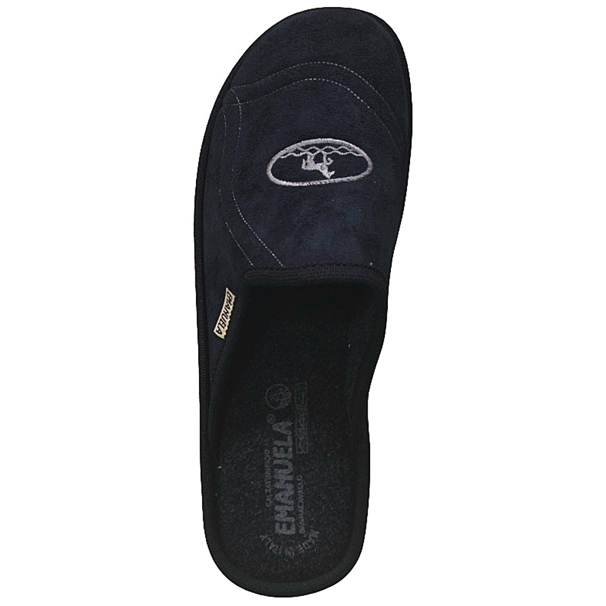Pantofole EMANUELA in Velour Blu, Interno in Lana Cotta, Modello 1100