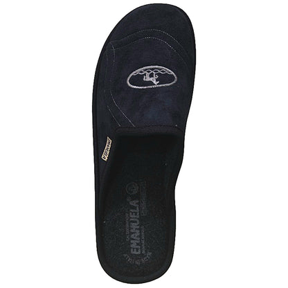 Pantofole EMANUELA in Velour Blu, Interno in Lana Cotta, Modello 1100