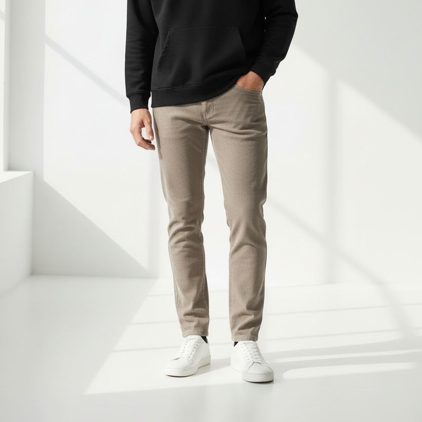 Pantaloni Nero Giardini Uomo A374705U rigatino Beige, Taglia 48 EU