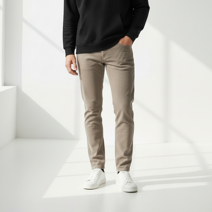 Pantaloni Nero Giardini Uomo A374705U rigatino Beige, Taglia 48 EU