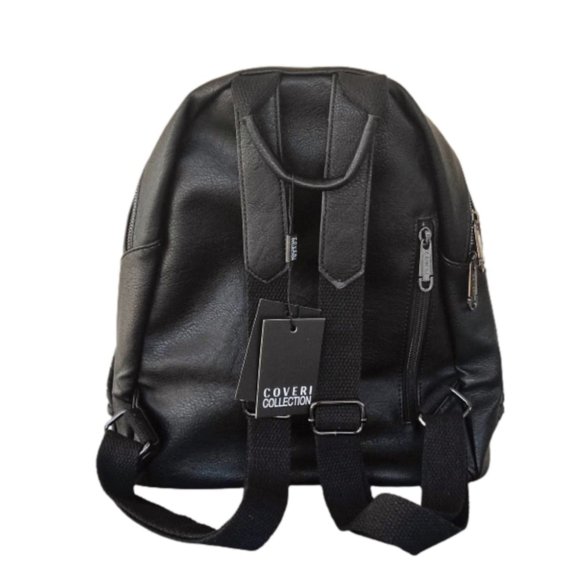 Zaino Coveri Collection in Pelle Nera con Zip 37x34x17 cm