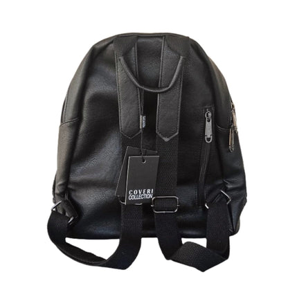 Zaino Coveri Collection in Pelle Nera con Zip 37x34x17 cm