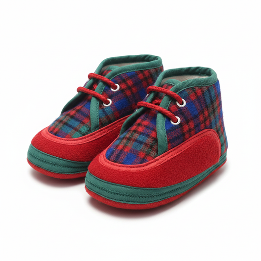 Scarpine da culla Bambini Tartan Rosso Verde Blu, 18