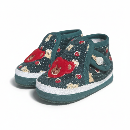 Scarpe da culla calde Neonato Orsetto Verde Rosso Bianco Cotone