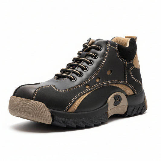 Scarponcini Bambini, La Giostra, 2270, Vera Pelle, Nero e Beige, Lacci, 32 EU