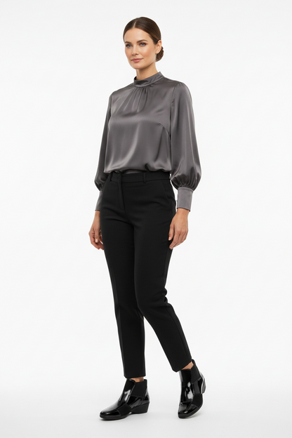 Polacchine Cinzia Soft, 671, Donna, con zeppa, elastici, vera pelle scamosciata e vernice
