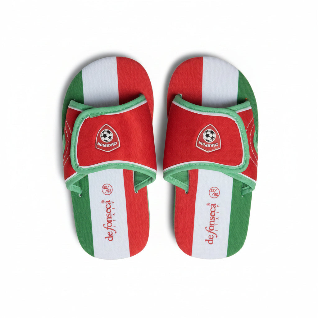 Ciabatte Mare Bambini De Fonseca Fascia Bandiera Italia – Chiusura a Strappo