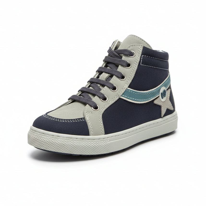 Sneakers Bambini, Nero Giardini Junior, A529741M, Vera Pelle, Blu, Fumo, Petrolio - 28 EU