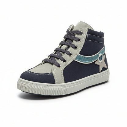 Sneakers Bambini, Nero Giardini Junior, A529741M, Vera Pelle, Blu, Fumo, Petrolio - 28 EU