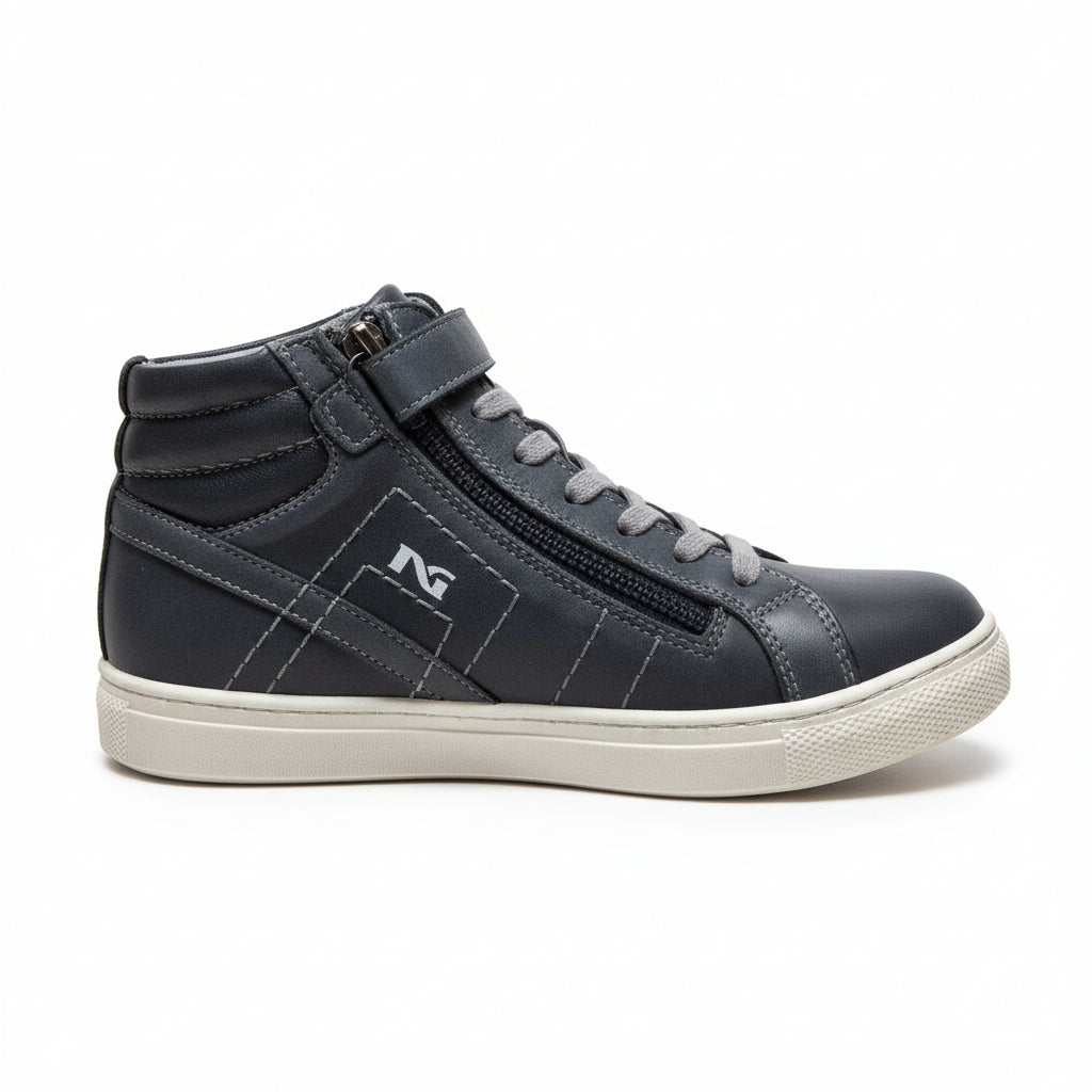 Sneakers Bambini, NeroGiardini Junior, A634000M, Vera pelle, Zip e Lacci