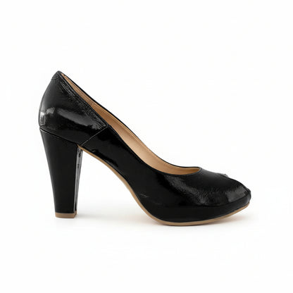 Décolleté spuntate, Romagnoli, Open Toe, Nero, Vera Pelle Vernice, 36 IT