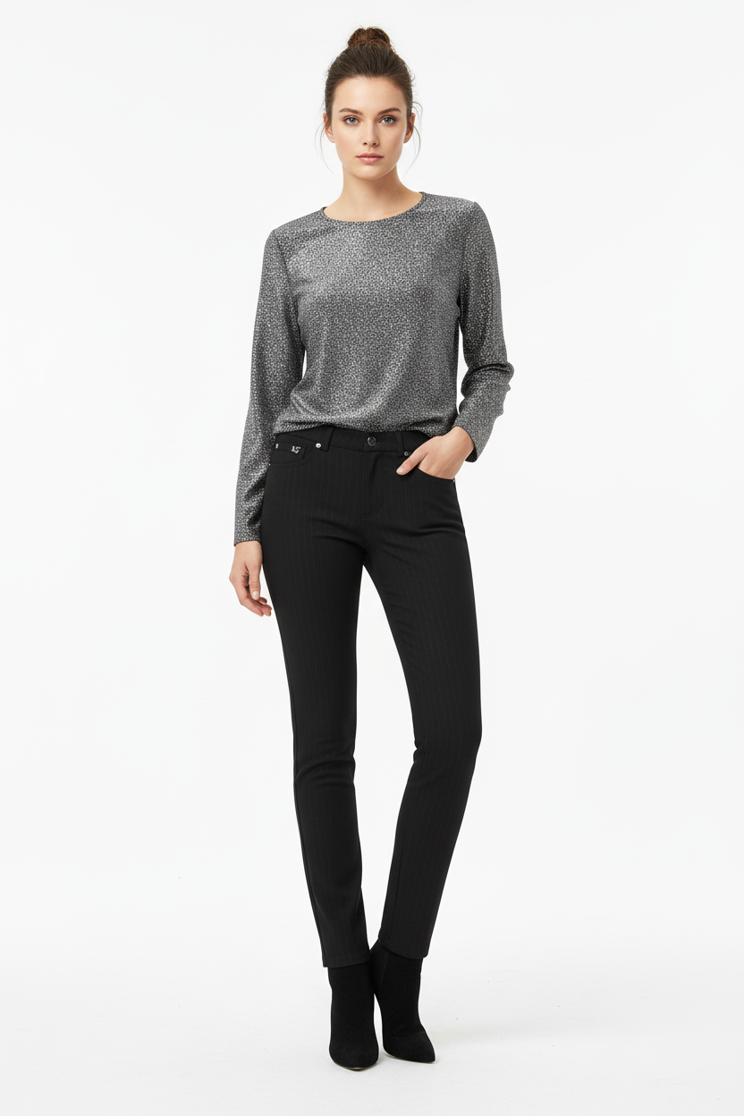 Pantaloni donna Nero Giardini, Nero, A364705D, Taglia 42 EU, Bottone monogram
