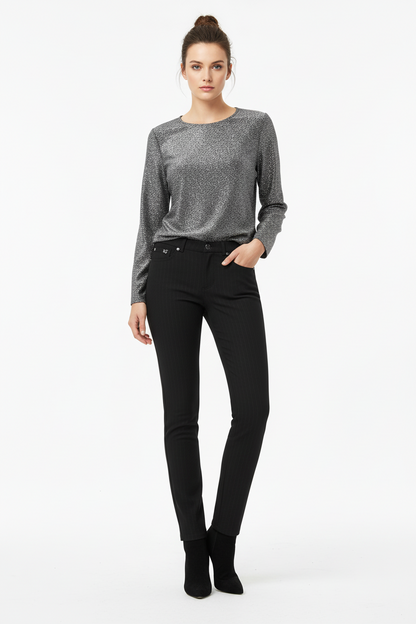Pantaloni donna Nero Giardini, Nero, A364705D, Taglia 42 EU, Bottone monogram