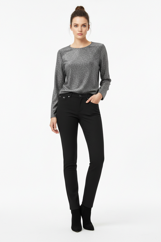 Pantaloni donna Nero Giardini, Nero, A364705D, Taglia 42 EU, Bottone monogram
