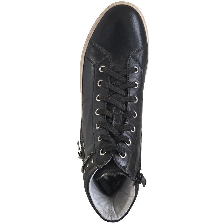 Sneakers Donna NeroGiardini A513500D, Vera Pelle, con lacci e zip, borchie