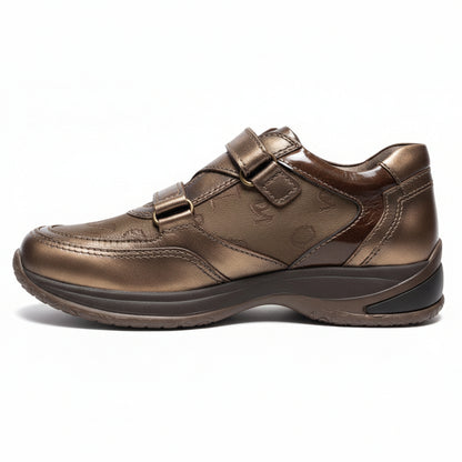 Sneakers NeroGiardini da Bambina con Strappo, Vera Pelle, Marrone Bronzo Monogram, 31 EU