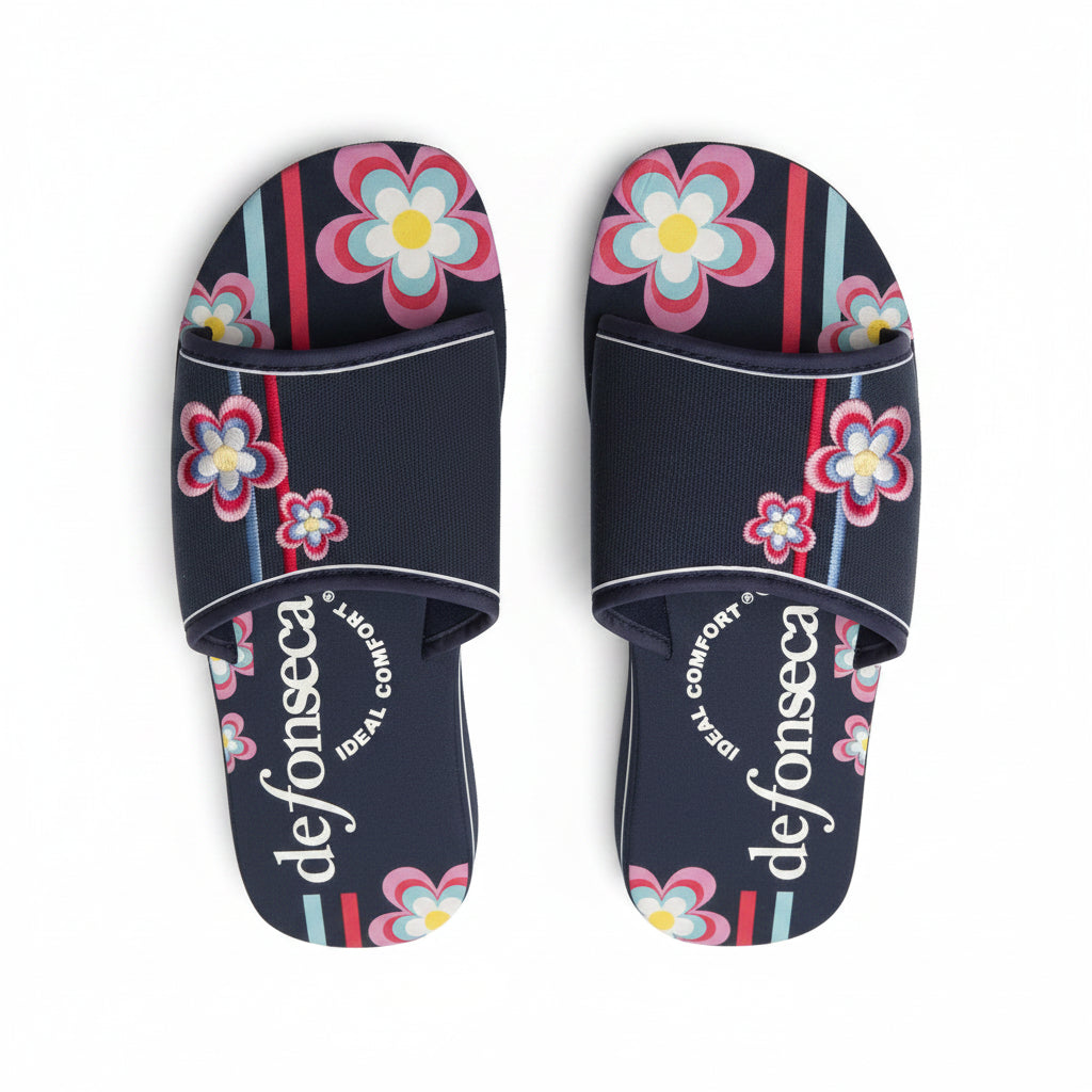 Ciabatte Mare Donna De Fonseca Zeppa Stampa Floreale – Blu
