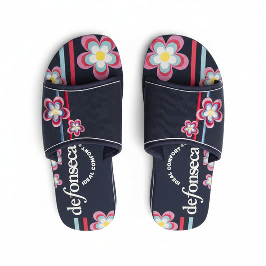 Ciabatte Mare Donna De Fonseca Zeppa Stampa Floreale – Blu