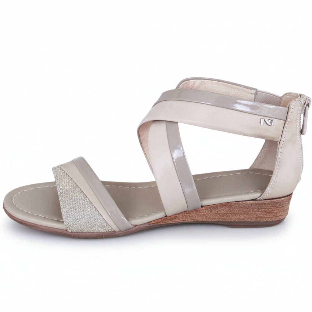 Sandali Donna Nero Giardini, Beige Sabbia, Glitter, Vera Pelle