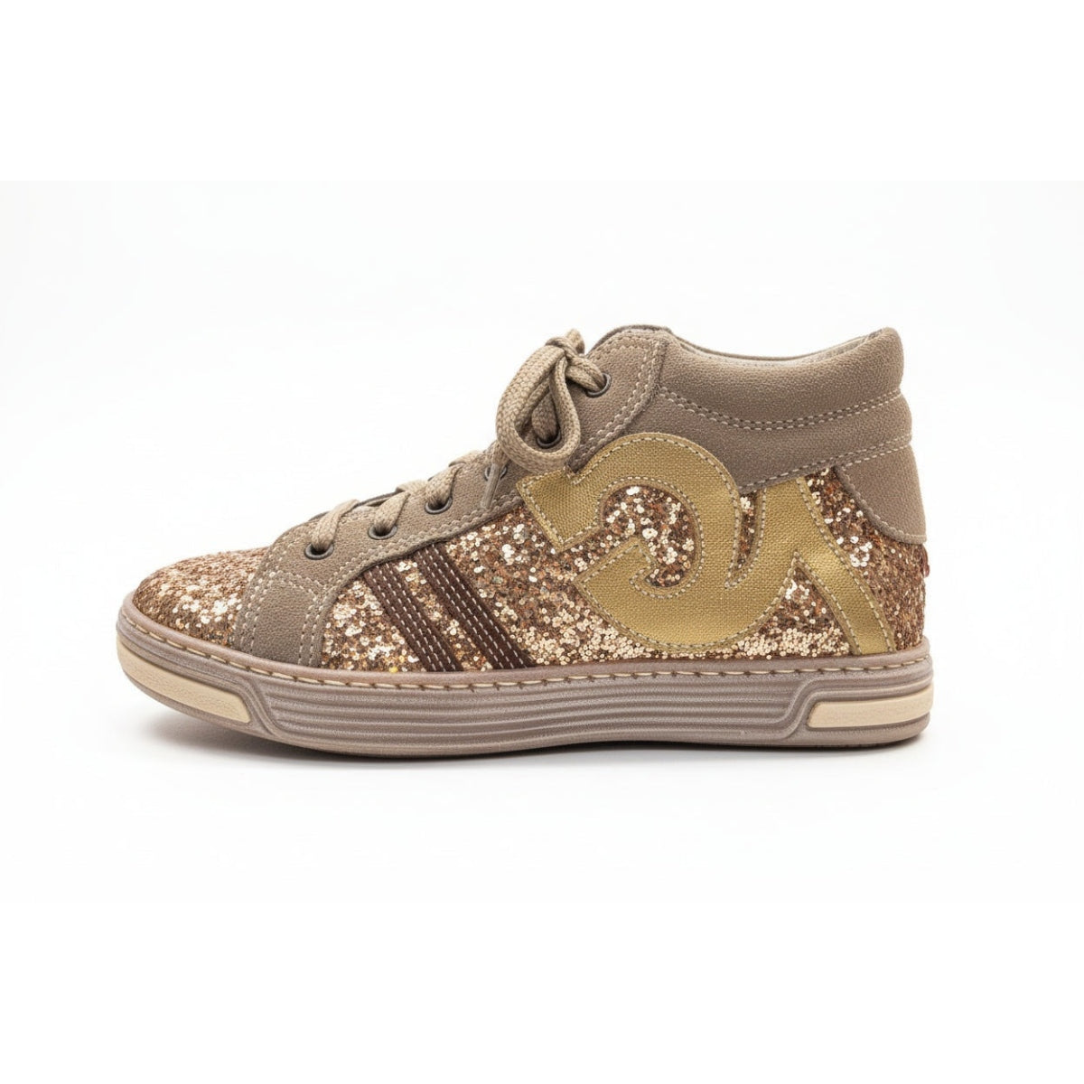 Sneakers da bambina Glitter Oro Nero Giardini 26122, Vera Pelle Beige - 30 EU