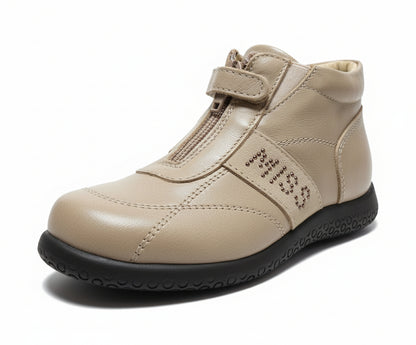 Scarpe da bambina, LA GIOSTRA, Vera Pelle, Beige, Zip - 26 EU