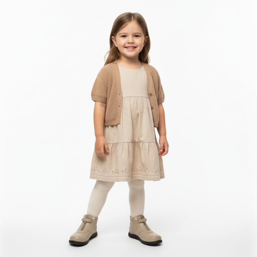 Scarpe da bambina, LA GIOSTRA, Vera Pelle, Beige, Zip - 26 EU